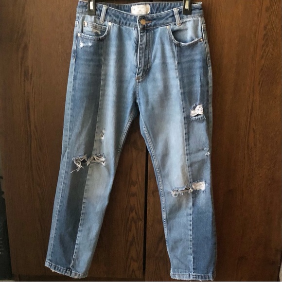 Free People Two Toned Distressed Jeans - Picture 3 of 7